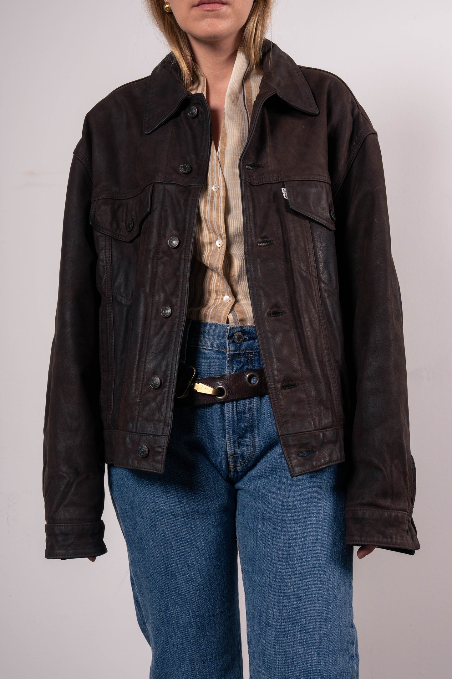 Levi's leather jacket (L-XL)